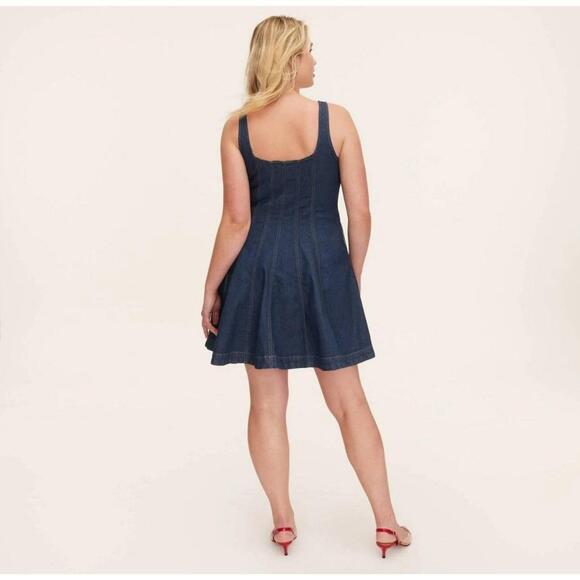New Kate Spade, Target Women's Denim Seamed Mini Dress Dark Blue Size 8 Medium M - Picture 3 of 10